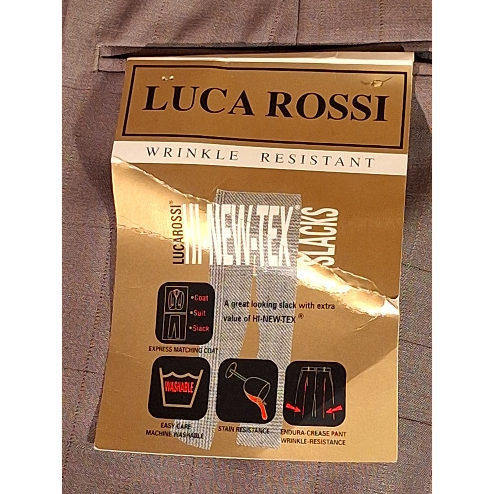 Luca Rossi Mens Plaid Wrinkle Resistant Slacks Trousers W48 I30 Taupe Capri NEW - Picture 3 of 12
